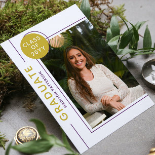 Photo Graduation Party Script moderne Purple Gold