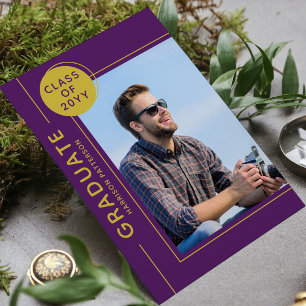 Photo Graduation Party Script moderne Purple Gold