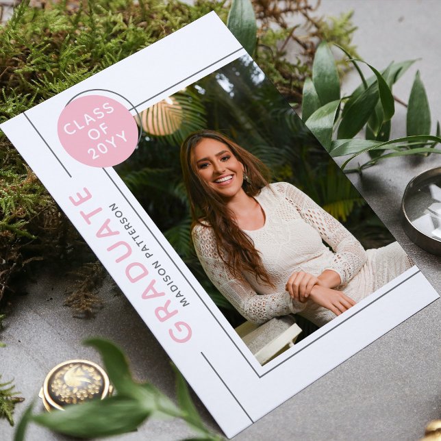 Photo Graduation Party Script moderne rose gris (Créateur téléchargé)