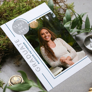 Photo Graduation Party Script moderne Silver Blue