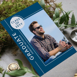 Photo Graduation Party Script moderne Silver Blue