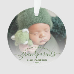 Photo Grands-parents Premier Noël Vert Script
