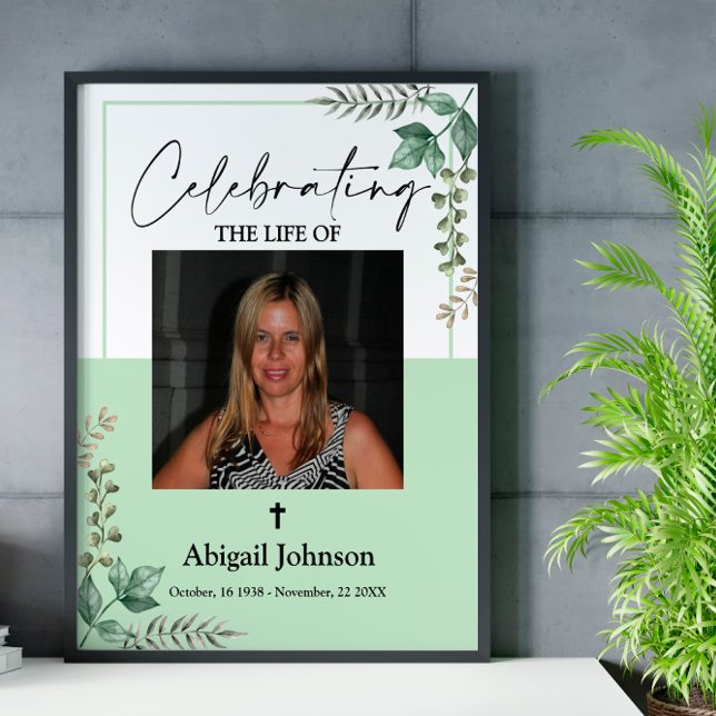Photo Greenery Célébration de la vie Poster funéra (Créateur téléchargé)