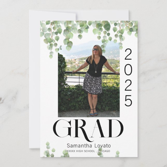 Photo Greenery Graduation Faire-part (Devant)