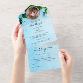 Photo Greenish Mariage All In One Invitation