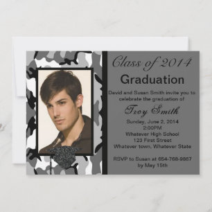 Photo Grey Camo Graduation Invitation