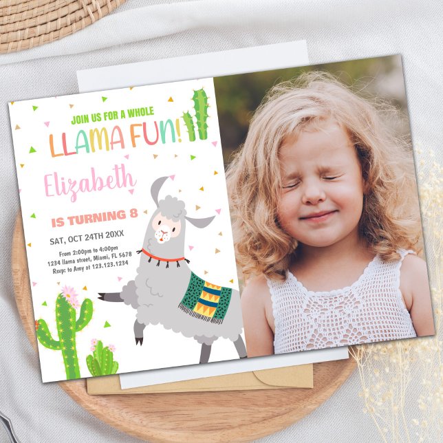 Photo Grey Llama Fun Llama Invitations Anniversair (Photo Gray Llama Fun Llama Birthday Invitations)