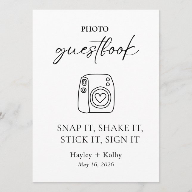 Photo Guestbook Table Top Sign/Card for Framing (Devant)