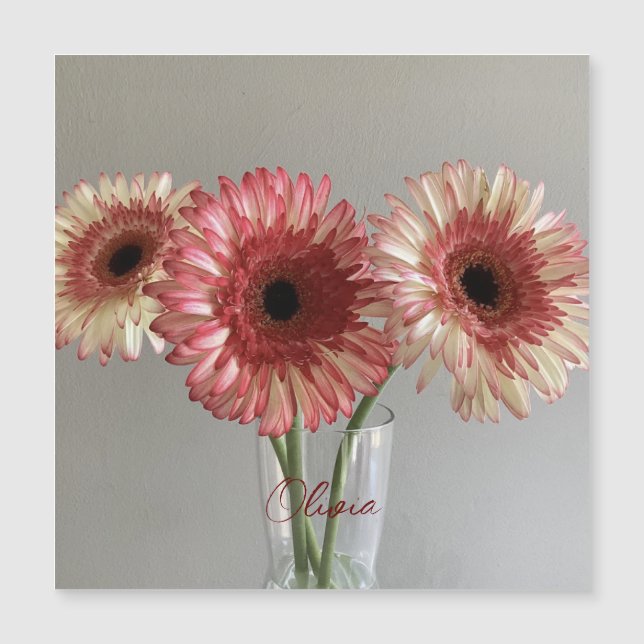 Photo Happy Gerbera Rose Flower +Custom Name (Devant)