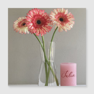 Photo Happy Gerbera Rose Flower +Custom Name