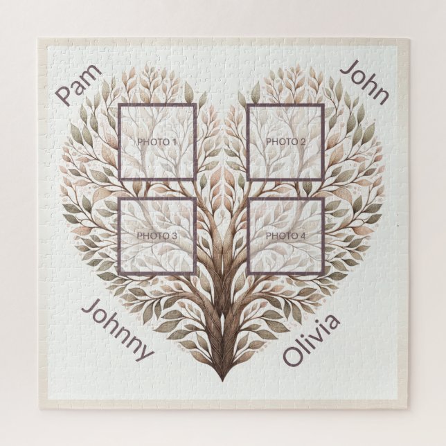 Photo Heart Puzzle Ajouter Quatre Photos (Vertical)