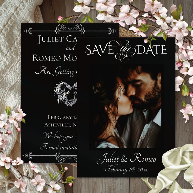 Photo & Heart Save the Date sur fond Noir (Créateur téléchargé)