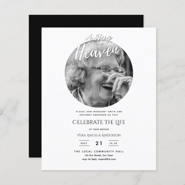 PHOTO Heaven Poème Célébration de la vie funéraire (Devant / Derrière)