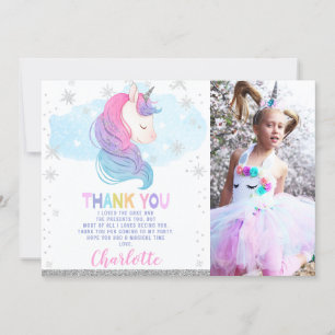 Photo Hiver Unicorne Carte de remerciements d'anni