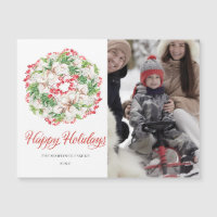 PHOTO Hiver Wreath Holiday Carte magnétique