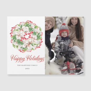 PHOTO Hiver Wreath Holiday Carte magnétique