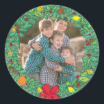 Photo Holiday Sticker : Christmas Wreath Photo<br><div class="desc">Photo Holiday Sticker : Round Christmas Wreath Frame Photo Photographie © Storytree Studios,  Stanford,  CA</div>
