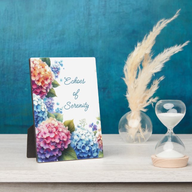 Photo Hydrangeas Serenity Tabletop Plaque with Easel (Côté)