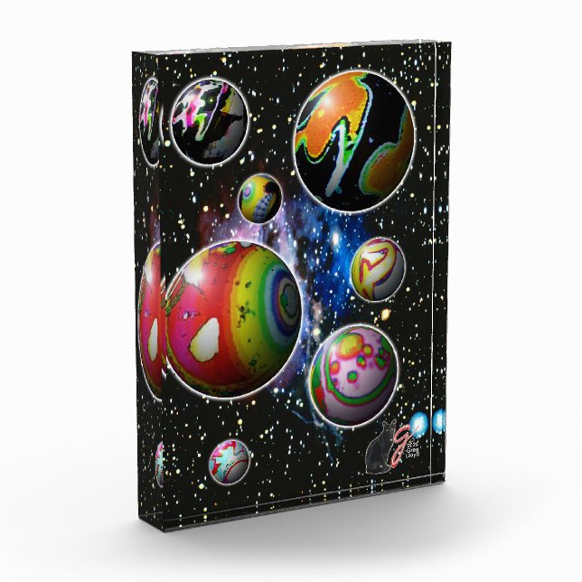 Photo Illustration couleur de planétoïdes en bloc acryli (Gauche)