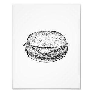 Photo Impression d'art de cheeseburger dessiné à la main