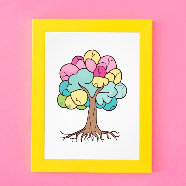 Photo Impression d'art de l'arbre cérébral au pastel abs (Abstract Pastel Brain Tree Art Print. Photo Print)