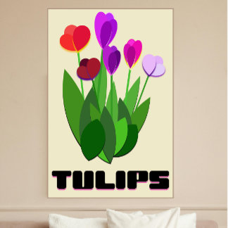 Photo Impression d'art de tulipes minimalistes – Affiche