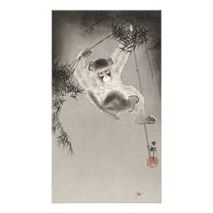 Photo Impression d'art en bambou de singe japonais vinta