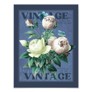 Photo Impression d'art fine Rose de collection Bleu Anti