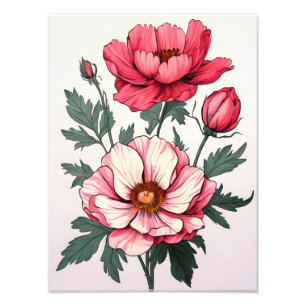 Photo Impression d'art floral exquis - Pivoines roses