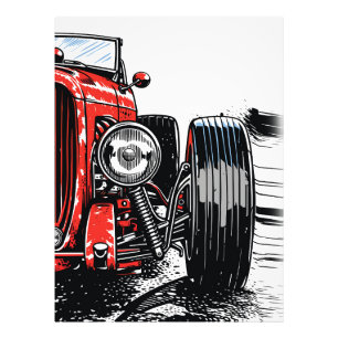 Photo Impression d'art pop avant d'une voiture rétro rou
