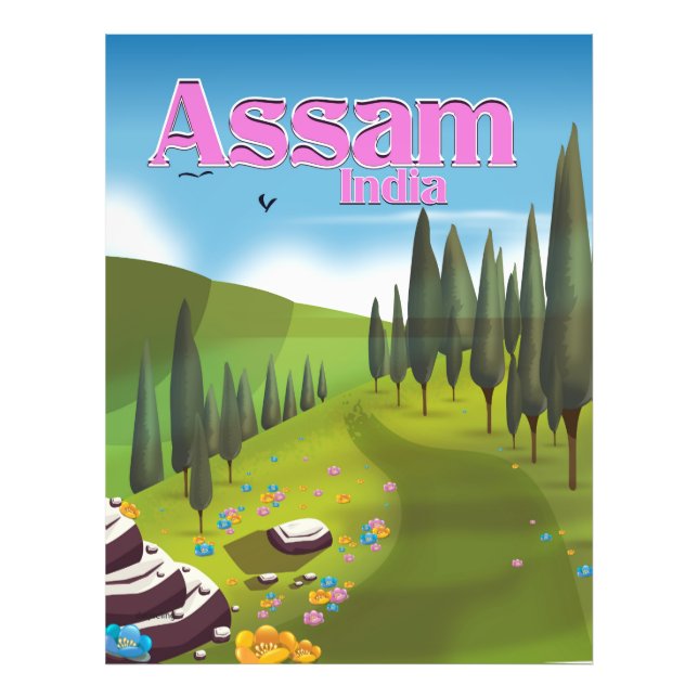 Photo Impression de l'affiche de voyage d'Assam India. (Devant)