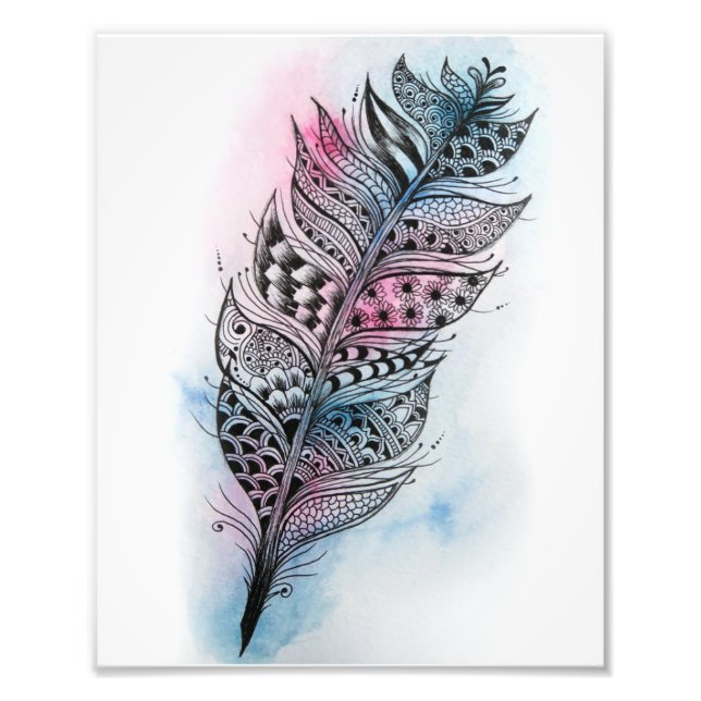 Photo Impression en plumes roses et bleues (8 po x 10 po (Devant)
