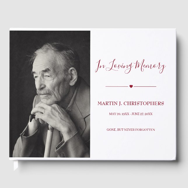 Photo In Love Mémoire Funeral Livre D'Invitation (Recto)
