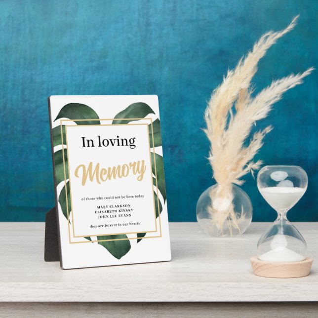 Photo In loving memory Leaf wedding sign Tabletop Plaque (Côté)