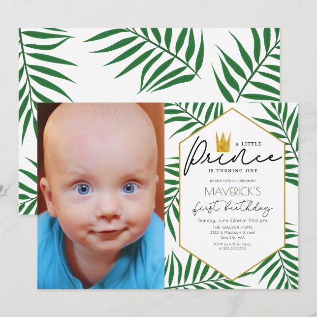 PHOTO - Invitation 1er Anniversaire Petit Prince F (Devant / Derrière)