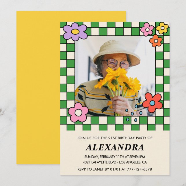 Photo invitation 91e anniversaire Retro Super Flor (Devant / Derrière)