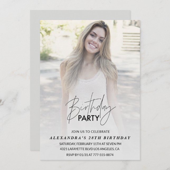 Photo Invitation à l'anniversaire de 28e anniversa (Devant / Derrière)