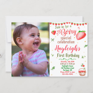 Photo invitation anniversaire fraise Berry sweet