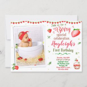 Photo invitation anniversaire fraise Berry sweet