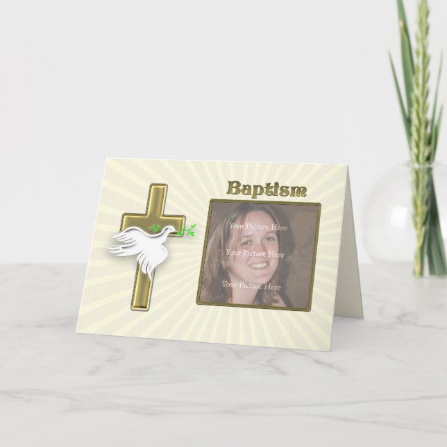 Photo Invitation Baptême avec une croix d'or (Devant)