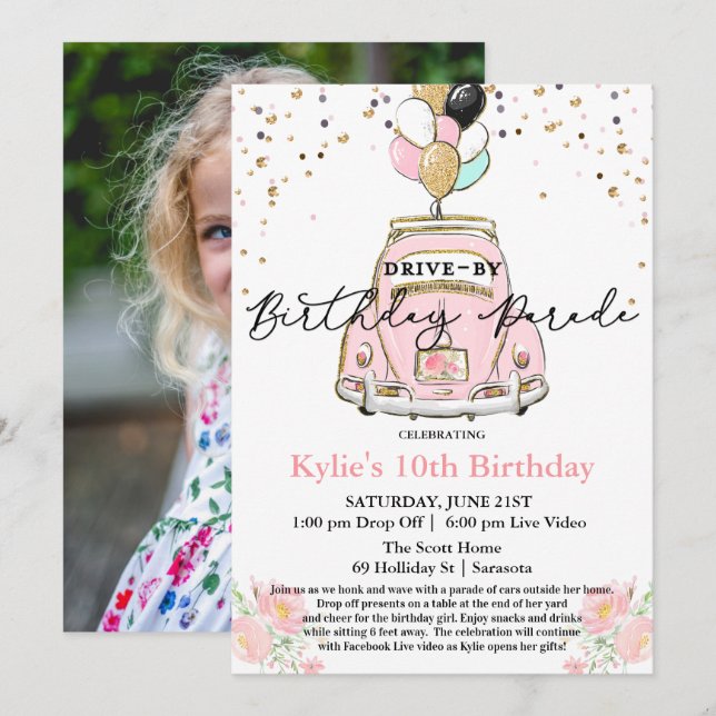 PHOTO - Invitation d'anniversaire de passage en vo (Devant / Derrière)