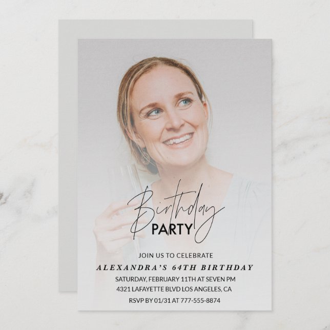 Photo Invitation de 64e anniversaire Anniversaire  (Devant / Derrière)