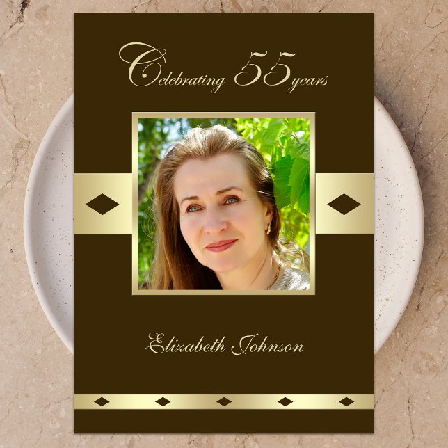 Photo Invitation de fête du 55e anniversaire Brown (Créateur téléchargé)