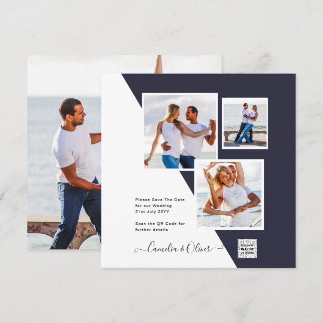 PHOTO Invitation Mariage Code QR Enregistrer la Da (Devant / Derrière)