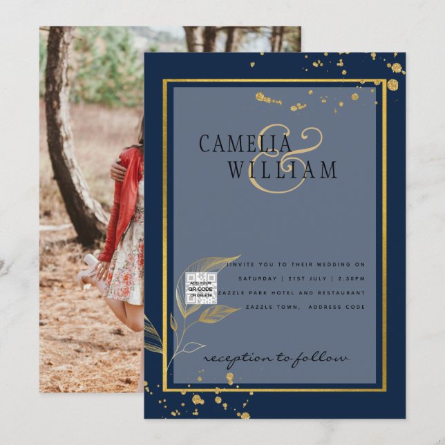 PHOTO Invitation Mariage Code QR Enregistrez la Da (Devant / Derrière)