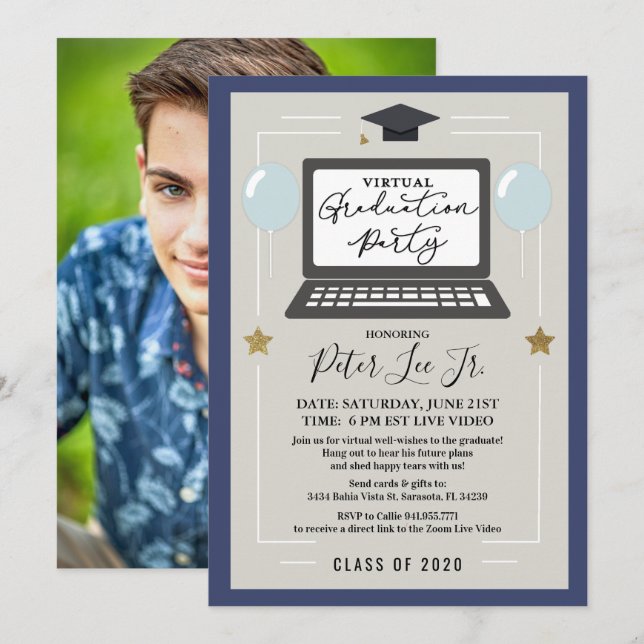 PHOTO - Invitation pour une fête de remise de dipl (Devant / Derrière)