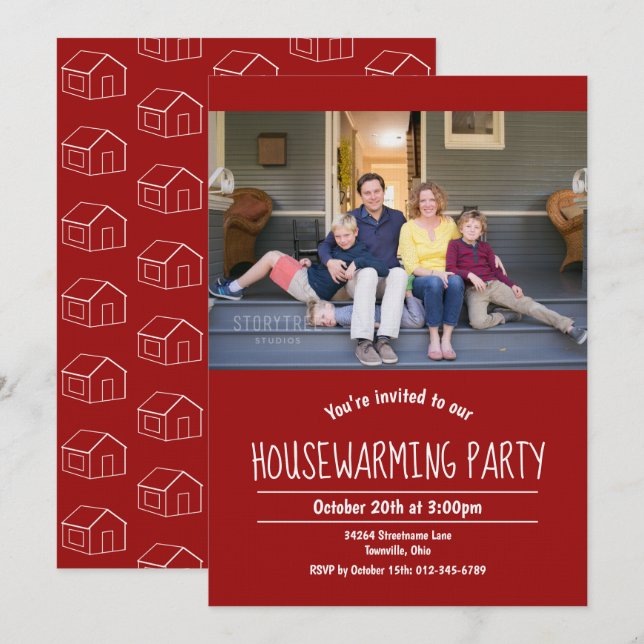 Photo Invitation rouge Houseéchauffement (Devant / Derrière)