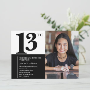 Photo Invitations à 13e anniversaire Elegant Chic