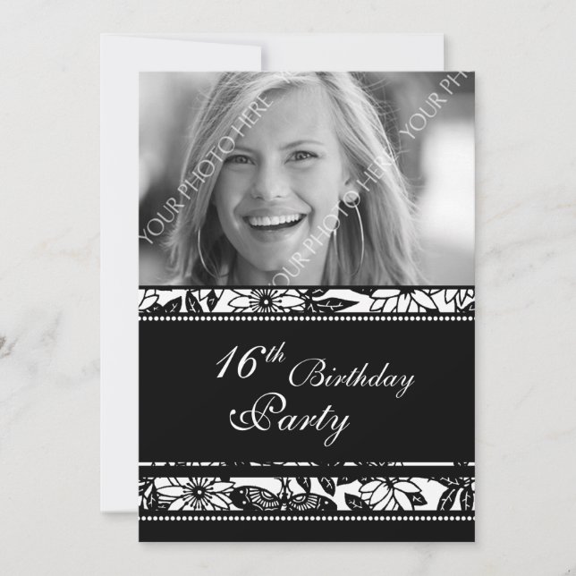 Photo Invitations de fête du 16e anniversaire (Devant)