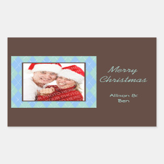 Photo Jacquard bleu Joyeux Noël grand autocollant